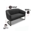 Ver imagem 3 de Sofá Namoradeira 2 Lugares Base Industrial Preto Stella Suede D03 - D'Rossi Cor Preto
