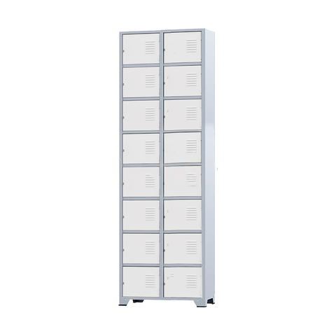 Armário Roupeiro de Aço 16 Portas para Vestiário Academia Locker Branco com Chave