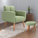 Ver imagem 1 de Jogo Poltrona e Puff Seo Tusla Conjunto de Sala Boucle Verde Oliva com Pés Palito