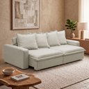Ver imagem 3 de Sofá Retrátil Reclinável para Sala de Estar Living 195cm Vêneto F04 Veludo Bege - Lyam Decor