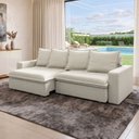 Ver imagem 4 de Sofá Retrátil Reclinável para Sala de Estar Living 195cm Vêneto F04 Veludo Bege - Lyam Decor