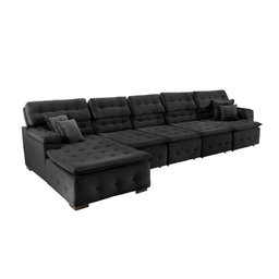 Sofá Orlando 4.20x2.10m com Chaise, Retrátil e Reclinável - Preto - 6