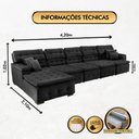 Ver imagem 7 de Sofá Orlando 4.20x2.10m com Chaise, Retrátil e Reclinável - Preto