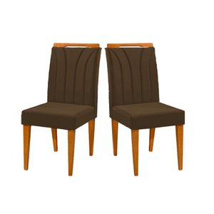 Conjunto com 2 Cadeiras Luanda Suede Redenobre Cor:marrom;