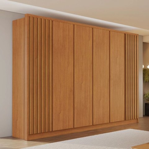Guarda Roupa Casal 2.44 Ripado Naturale 6 Portas em MDF  - Zurich Bianchi