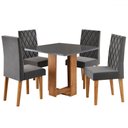 Ver imagem 1 de Mesa de Jantar 4 Lugares Magiore Mel/cinza/veludo Cinza - Viero Móveis