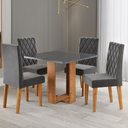 Ver imagem 2 de Mesa de Jantar 4 Lugares Magiore Mel/cinza/veludo Cinza - Viero Móveis