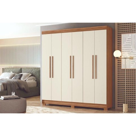 Guarda Roupa Casal 6 Portas e 2 Gavetas C/ Pés Toledo Jatoba/areia - Santos Andirá