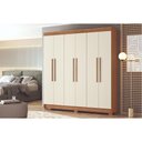 Ver imagem 1 de Guarda Roupa Casal 6 Portas e 2 Gavetas C/ Pés Toledo Jatoba/areia - Santos Andirá