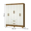 Ver imagem 3 de Guarda-Roupa Casal 6 Portas, 2 Gavetas e Pés Olímpio Cinamomo/Off White