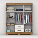 Ver imagem 5 de Guarda-Roupa Casal 6 Portas, 2 Gavetas e Pés Olímpio Cinamomo/Off White
