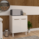 Ver imagem 2 de Balcão Multiuso Armário para Cozinha Microondas Forno Jane Mobília Decor Branco