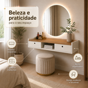 Ver imagem 3 de Penteadeira Suspensa Off White Freijó com Nicho Organizador 1,0m para Quarto sem Espelho