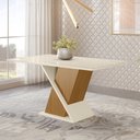 Ver imagem 1 de Mesa de Jantar com Tampo de Vidro 160cm Solus Móveis Branco/Nature/Off White