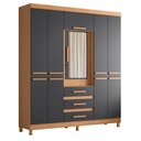 Ver imagem 3 de Guarda Roupa Casal New Fusion 10 Portas e Cômoda Fontana Freijo Titanium- Móveis Albatroz