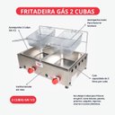Ver imagem 2 de Fritadeira Inox À Gás Baixa Pressão 2 Cubas - Cefaz