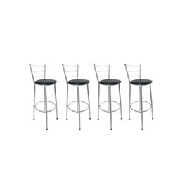 Kit 4 Banquetas Alta Prata Cozinha Gourmet Americana Balcão:bege - 6