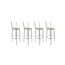 Kit 4 Banquetas Alta Prata Cozinha Gourmet Americana Balcão:bege - 1