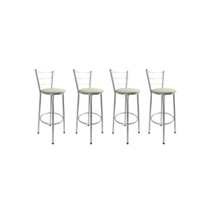 Kit 4 Banquetas Alta Prata Cozinha Gourmet Americana Balcão:bege