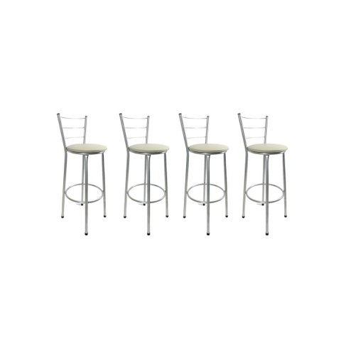 Kit 4 Banquetas Alta Prata Cozinha Gourmet Americana Balcão:bege