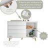 Quarto de Bebê Berço 3 em 1 Retrô Ludmila Cômoda com Fraldário Gran Lorena Branco Carolina Baby - 9