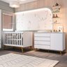 Quarto de Bebê Berço 3 em 1 Retrô Ludmila Cômoda com Fraldário Gran Lorena Branco Carolina Baby - 1