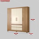 Ver imagem 4 de Guarda-Roupa Casal 4 Portas 4 Gavetas Bilbao Marrom/Amendola/Off White