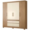 Ver imagem 3 de Guarda-Roupa Casal 4 Portas 4 Gavetas Bilbao Marrom/Amendola/Off White