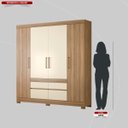 Ver imagem 7 de Guarda-Roupa Casal 4 Portas 4 Gavetas Bilbao Marrom/Amendola/Off White