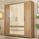 Ver imagem 1 de Guarda-Roupa Casal 4 Portas 4 Gavetas Bilbao Marrom/Amendola/Off White