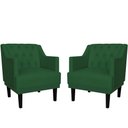 Ver imagem 1 de Kit 2 Poltronas Decorativa Alice Suede Verde Pés Madeira Mz Decor