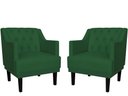 Ver imagem 1 de Kit 2 Poltronas Decorativa Alice Suede Verde Pés Madeira Mz Decor
