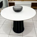 Ver imagem 1 de Mesa de Jantar Linha Nature 4 Lugares Redonda MDF Off White com Preto Fosco Dalla Costa Móveis
