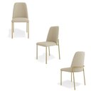 Ver imagem 1 de Kit 3 Cadeiras Estofadas Lucy Aço Dourado Linho Bege