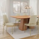 Ver imagem 2 de Kit 3 Cadeiras Estofadas Lucy Aço Dourado Linho Bege