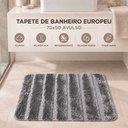 Ver imagem 5 de Tapete Piso de Banheiro Europeu 1 Peça Antiderrapante Macio Fácil de Lavar Cinza