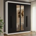 Ver imagem 1 de Guarda-roupa Casal 6 Portas Batentes com Espelho Venus Madesa Branco/preto