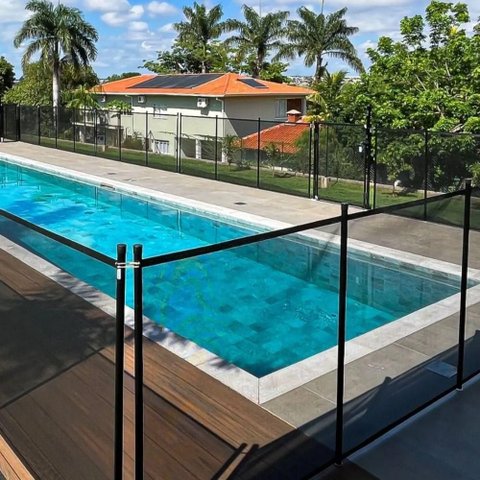 Cerca Removível de Proteção para Piscina Premium com Estrutura em Alumínio Reforçado Preto