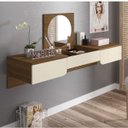 Ver imagem 1 de Escrivaninha Penteadeira Suspensa com Espelho 2 Gavetas Nubia Belaflex