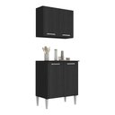 Ver imagem 1 de Kit Armário de Cozinha Aéreo com Balcão 70cm 4 Portas Pequim Multimóveis Mp2380 Preto