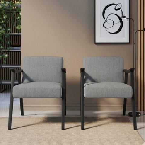 Kit 2 Poltronas Decorativas Madeira Maciça Jequitibá Assento com Persintas Elásticas Ravena