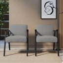 Ver imagem 1 de Kit 2 Poltronas Decorativas Madeira Maciça Jequitibá Assento com Persintas Elásticas Ravena