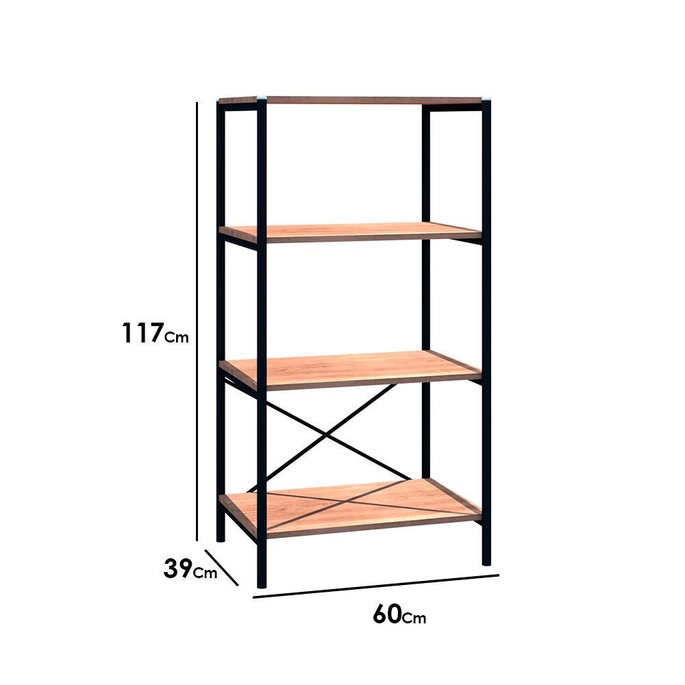 Multiuso Estilo 4 Prateleiras Mdp Aço De Carbono Preto Lupi - 4