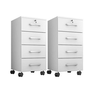 Kit 2 Gaveteiros para Escritório Gávea com Chave Branco Fosco – Móveis Leão