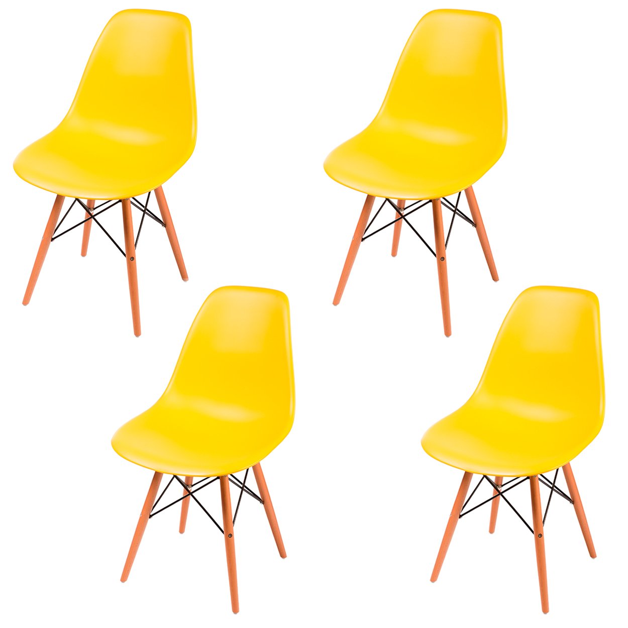 Kit 4 Cadeiras Eames Eifell 130PP Cor: Amarelo