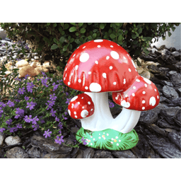 Enfeite para Jardim Trio de Cogumelinhos Decorado Vermelho - 2