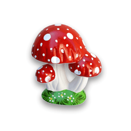 Enfeite para Jardim Trio de Cogumelinhos Decorado Vermelho - 1