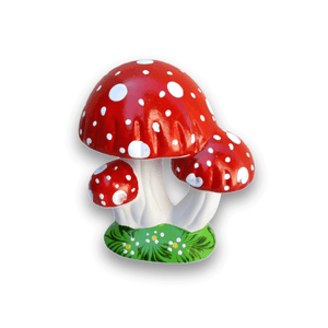 Enfeite para Jardim Trio de Cogumelinhos Decorado Vermelho