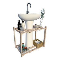 Movel de Banheiro Armario de Pia Banheiro Compacto Multiuso Technox Marron - 4