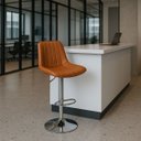 Ver imagem 7 de Kit 2 Banqueta Bar Concha Ajustável em Couro Ecológico Design Moderno Base Cromada Marrom